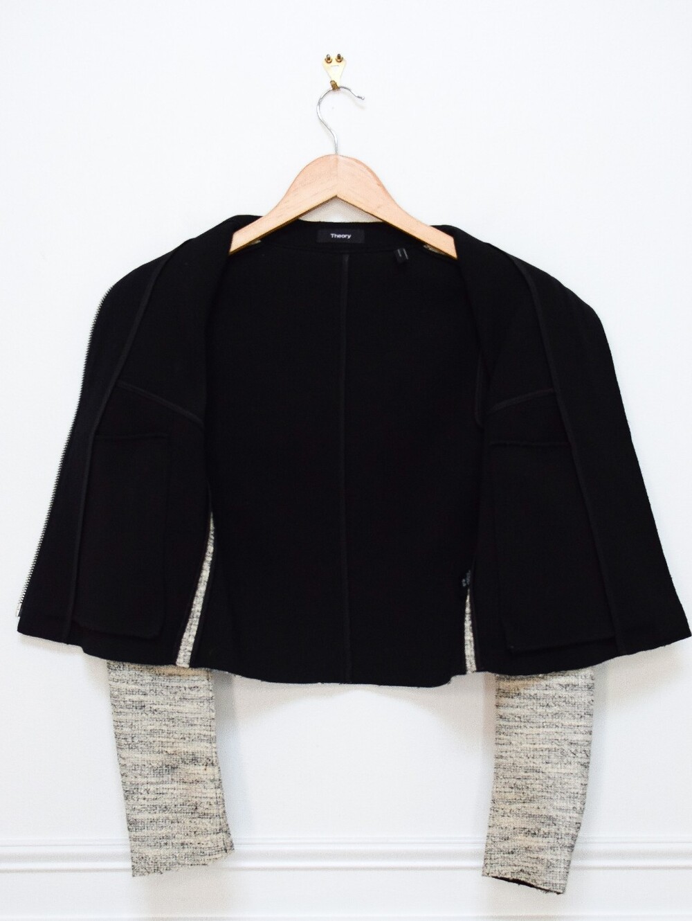 Theory Bavewick K Branson Tweed Boucle Moto Jacket Blazer Size S Capsule Office - Picture 8 of 9